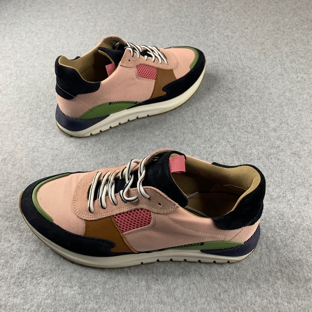 Boden Colorblock Sneakers Womens 40 Pink Green Leather Canvas Lace Up A1158